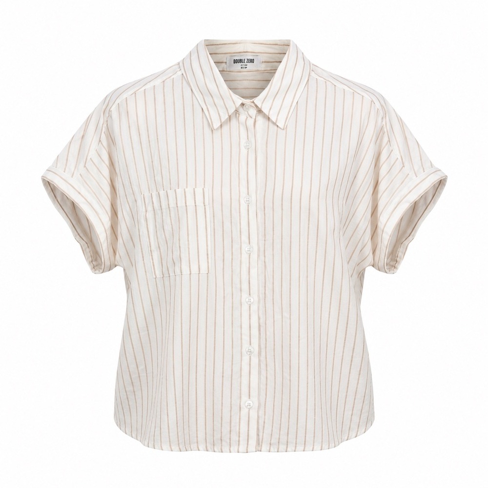 Double Zero Striped Shirt M Rayon Cotton Coastal Minimalist Boho Clean Girl